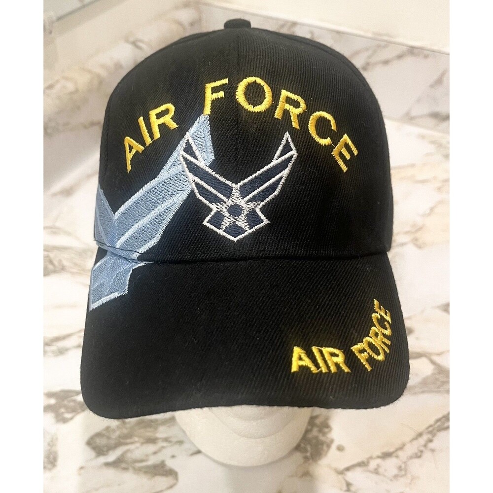 Air Force Military Embroidered Black Adjustable Baseball Cap Hat One Size